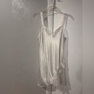 Elegant White Satin Chemise